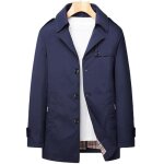 Trench homme coupe - vent col rabattu lger mi - longue casual automne avec boutons - bleu - insfity