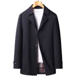 Trench homme coupe - vent lger mi - longue col rabattu slim fit automne confort - bleu marine - insfity ...