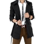 Trench homme  double boutonnage - fondupin - noir - col  revers - mi - long