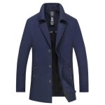 Trench homme - funmoon - mi - longue col revers - bleu - mi saison