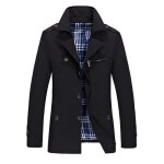 Trench homme - leoclotho - veste trench noir - 100% polyester - casual fit - poches int�rieures