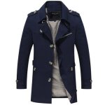 Trench homme - leoclotho - xxl - couleur bleu - revers de couleur unie - lanc et lger
