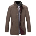 Trench laine casual hommes manteau mode daffaires  long thicken slim jacket pardessus caf - funmoon ...