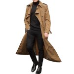 Trench long homme ceintur coupe vent trench - coat mince double boutonnage trench col revers printemps ...