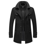 Trench - pakra - hommes hiver long chaud - noir