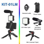Tr�pied vlog - mamen - kit - 01lm - t�l�commande - microphone - lumi�re led