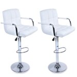 Tresko lot de 2 tabourets de bar blanc avec dossier accoudoir chrom rotation  360 hauteur rglable ...