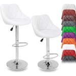 Tresko lot de 2 tabourets de bar blanc hauteur rglable et rotation  360 (60 - 80cm)
