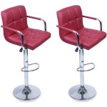 Tresko lot de 2 tabourets de bar bordeaux avec dossier accoudoir chrom� rotation � 360� hauteur r�glable ...
