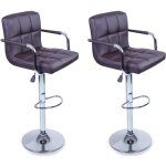 Tresko lot de 2 tabourets de bar marron avec dossier accoudoir chrom rotation  360 hauteur rglable ...
