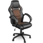 Tresko chaise de bureau fauteuil de bureau racing sport gamer noir - marron rembourrage �pais - hauteur ...
