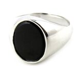 Les tr�sors de lily [n1557] - bague homme argent king onyx (rhodi�)