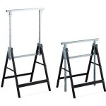 Relaxdays trteaux tlescopiques set 2 chevalet pliable poigne 200 kg 7 - hauteur rglable 80 - 130 ...