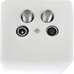 Prise murale - triax - 2 sorties - tv / sat et fm - d�coupleur - norme nf c 90123