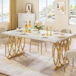 Tribesigns table  manger moderne pour 6 personnes 160x 80 x 75 cm table de salle  manger table de cuisine ...