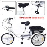 Tricycle pour adultes 20 pouces 8 vitesses tricycle 3 roues avec paniers de courses tricycle pour sports ... Tricycle pour adultes 20 pouces 8 vitesses tricycle 3 roues avec paniers de courses tricycle pour sports ...