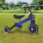 Tricycle d�quitation 2 en 1 sans poign�e de pouss�e huole pour enfant - bleu - 18 mois - 4 ans