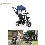 Tricycle enfant �volutif - ohmg - 4 en 1 - bleu - 3 roues - accessoires inclus
