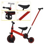 Tricycle pour enfants - supfine - 3 en 1 - p�dales pliables - barre de pouss�e amovible - rouge