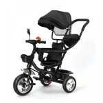 Tricycle �volutif pour enfant - yipeema - noir - canne t�lescopique amovible - roues silencieuses - klaxon ...