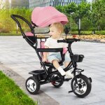Tricycle �volutif - homewell - yipeema - 4 en 1 - poussette d�s 9 mois - rose