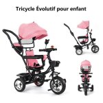 Tricycle �volutif willonin� pour b�b� enfant 1 - 5 ans - rose - si�ge pivotant et parasol d�pliable