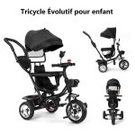 Tricycle �volutif willonin� pour b�b� enfant 1 - 5 ans avec si�ge pivotant et parasol d�pliable - noir ...
