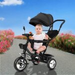 Tricycle �volutif - yipeema - 4 en 1 - poussette d�s 9 mois - canne t�lescopique amovible - noir