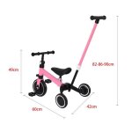 Tricycle � p�dales avec barre de pouss�e - huole - rose - pour enfant de 18 mois � 4 ans