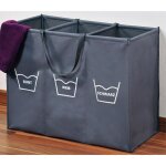 Trieur de blanchisserie - kesper - panier  linge pliant - 3 compartiments - polyester - gris