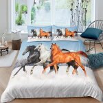 Trois chevaux courant sur la neige parure de lit 3 pieces 1 housse de couette 220 * 240cm et 2 taies ...