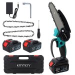 Trononneuse sans fil de 6 pouces avec 2 chanes et 2 batteries 4. 0ah et bote de rangement pour jardinageela ...