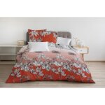 Parure de couette 100% coton tropic - rouge - 240x260 cm