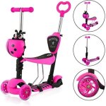 Trottinette  3 roues pour enfant yoleo - rose - rglable en hauteur - 2 - 6 ans - 60 kg