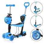 Trottinette 5 en 1 - folaya - si�ge amovible - guidon r�glable - 3 roues led - pour enfants 2 - 6 ans ...