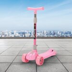 Trottinette enfant 3 roues lumineuse en pu jeobest - rose - pliable - hauteur ajustable - charge max ...