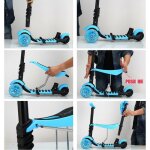 Trottinette enfant - yoleo - 5 en 1 - si�ge amovible - led roues - bleu