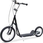 Trottinette - homcom - patinette v�lo enfant d�s 5 ans tout terrain pneus gonflables - acier - noir