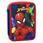 Trousse garnie - spiderman - 18 cm - 2 compartiments - mixte - zippe - bleu