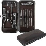 Trousse de manucure et pdicure de voyage 12 pices - vivezen - marron