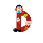 Lettre dcorative - trudi sevi - clown d - pour enfants 10 mois  3 ans