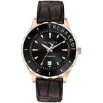 Trussardi montre homme collection t - logo temps et date automatique en acier pvd or rose cuir - r2421143001 ...