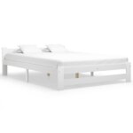 Truvito cadre de lit en bois de pin massif avec sommier sans matelas 160x200 cm solide et durable blanc ... Truvito cadre de lit en bois de pin massif avec sommier sans matelas 160x200 cm solide et durable blanc ...