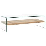 Truvito table basse verre incassable tremp et mdf 98x45x31 cm table de salon basse pour chambre bureau ...