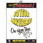 T - shirt - joyeux anniversaire - taille unique - 100% coton - manches courtes - mixte
