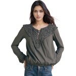 Tunique en dentelle noire  manches longues col tunisien - style dcontract et chic pour toutes les ...