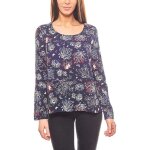 Tunique femme - kaporal - imprim� folk bleu - manches longues - coupe loose - col arrondi