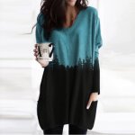Tunique femme pull  manches longues imprim montagne grande taille @bleu