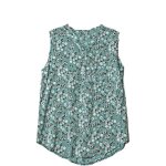 Tunique femme - cbelle - blouse sans manche - motifs floraux - couleur verte - confortable et ample