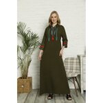 Tunique grande taille brode longue kaki cape kurti indienne